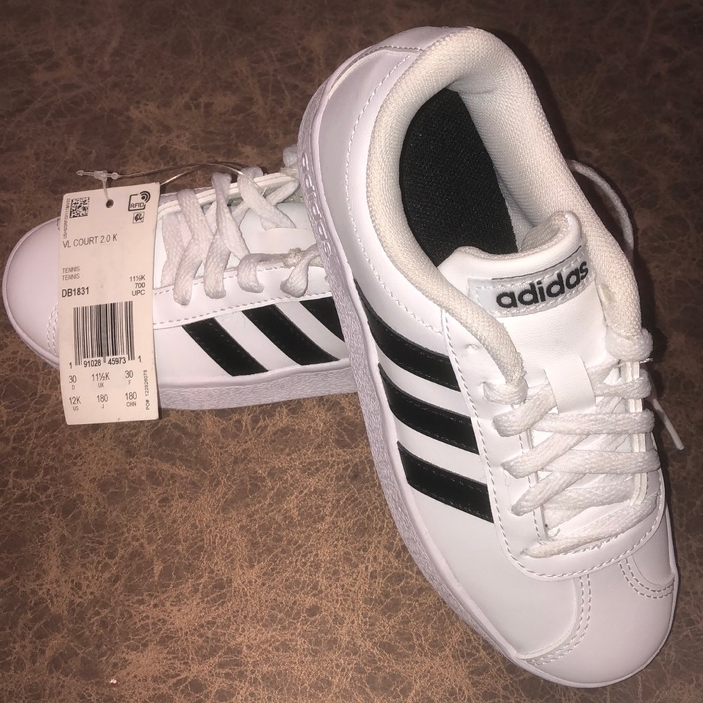 Kids VL COURT 2.0 SHOES white black stripes
